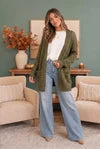 Cozy Days Open Knit Cardigan in Olive