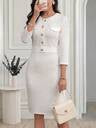 Elegant Party Dress For Women, White Dress, Formal Wear, Work Dress, Suitable For Autumn Wear, Outing Dress
