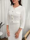 Elegant Party Dress For Women, White Dress, Formal Wear, Work Dress, Suitable For Autumn Wear, Outing Dress