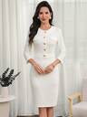 Elegant Party Dress For Women, White Dress, Formal Wear, Work Dress, Suitable For Autumn Wear, Outing Dress