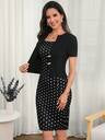Elegant Mature Polka-Dot Dress Features Black Polka Dot Buckles And A Faux Two-Piece Design. Perfect For Office Brunch Parties Teachers' Day Summer