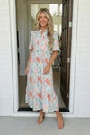 Lunch at the Museum Floral Midi Dress in Sky Blue