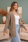 Cozy Days Ahead Open Knit Cardigan in Taupe