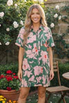 Summer Vacation Floral Shirt Dress